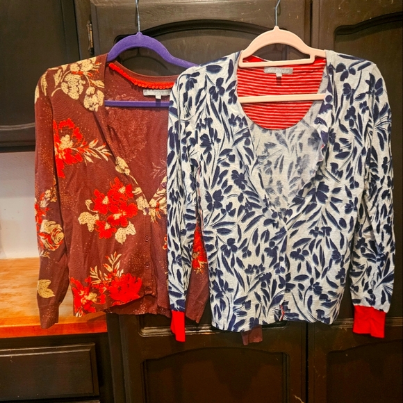 EUC 2x Daniel Rainn Cardigans, Fall Tones, Floral Patterns, Uniquw Details, Soft - Picture 1 of 15